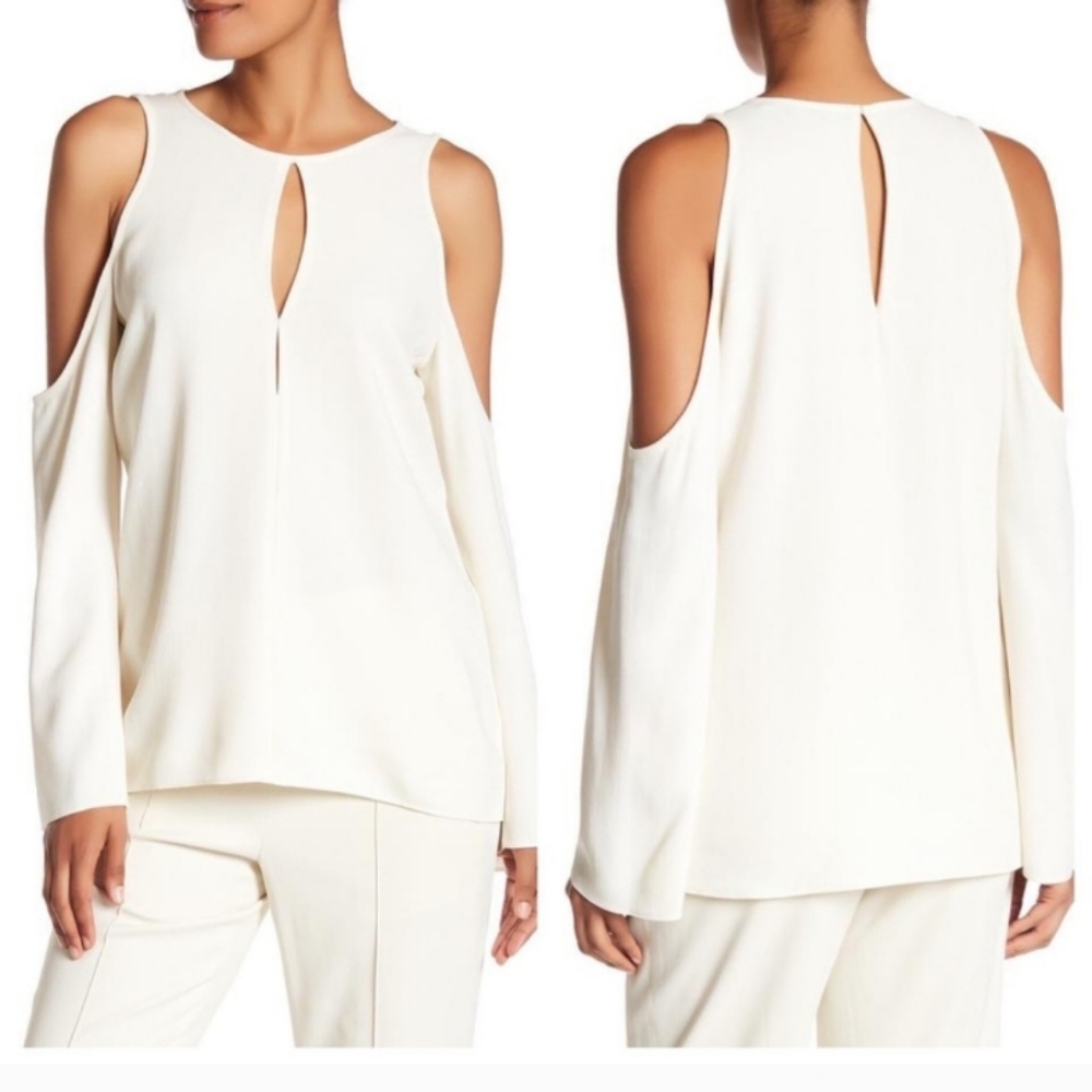 NWT Theory Sarver Rosina Ivory Cold-Shoulder Top - Size Small